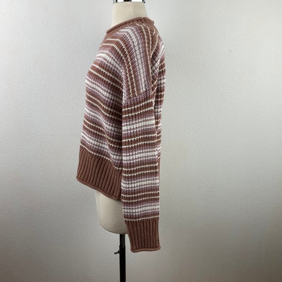 Hippie Rose Crop Pullover Sweater Mocha Mauve Med - Picture 3 of 8